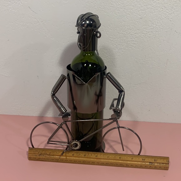 Wine Bottle Holder Display Cyclist with Bicycle and Helmet Fathers Day - Picture 7 of 7
